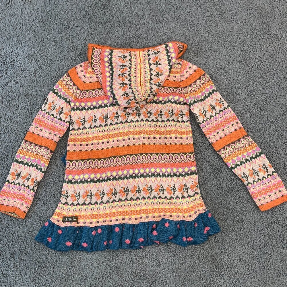 MATILDA JANE KEEP ME COZY CHOOSE YOU PATH HOODED SWEATER - FAIR ISLE RUFFLES - 8 - Picture 5 of 11